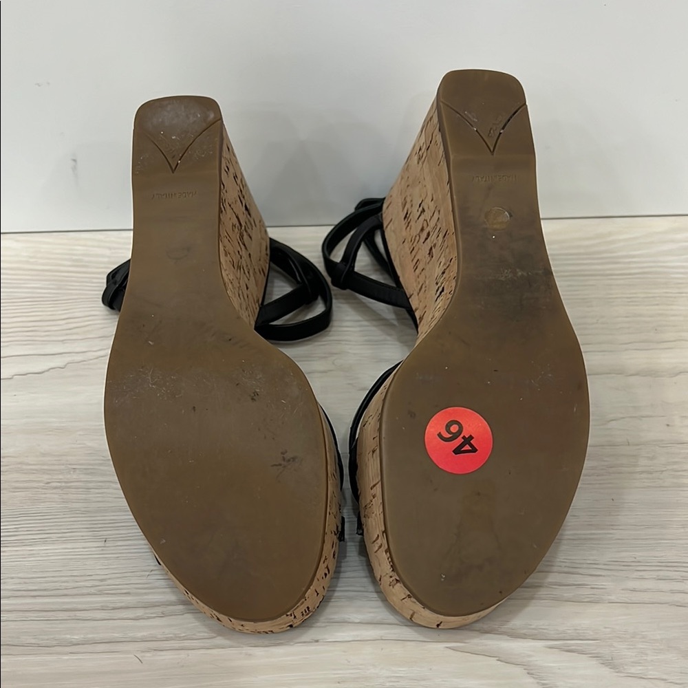 Prada Black Wedge Sandals with Cork Sole - Picture 8 of 8